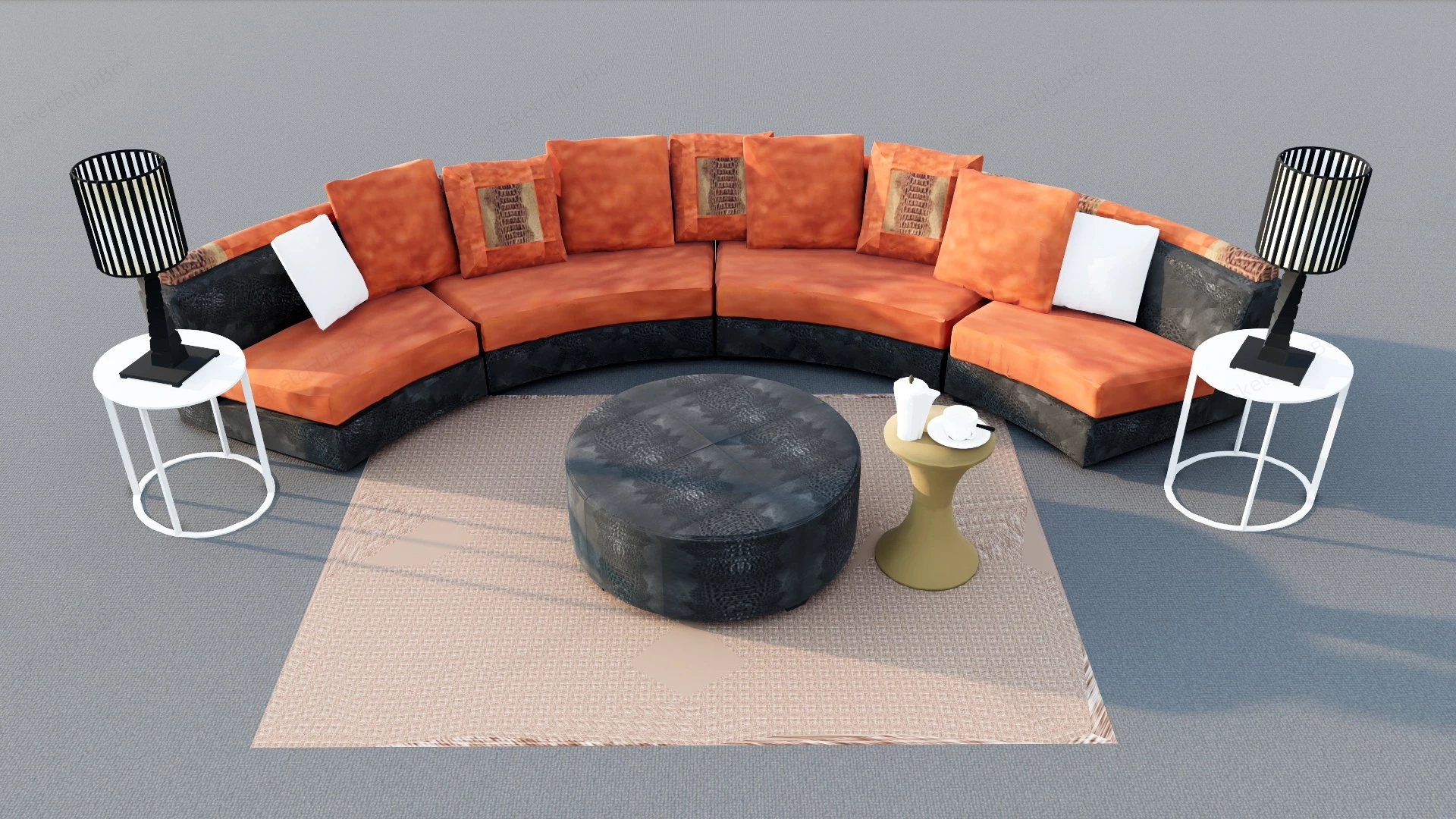 Curved Sectional Sofa sketchup model preview - SketchupBox