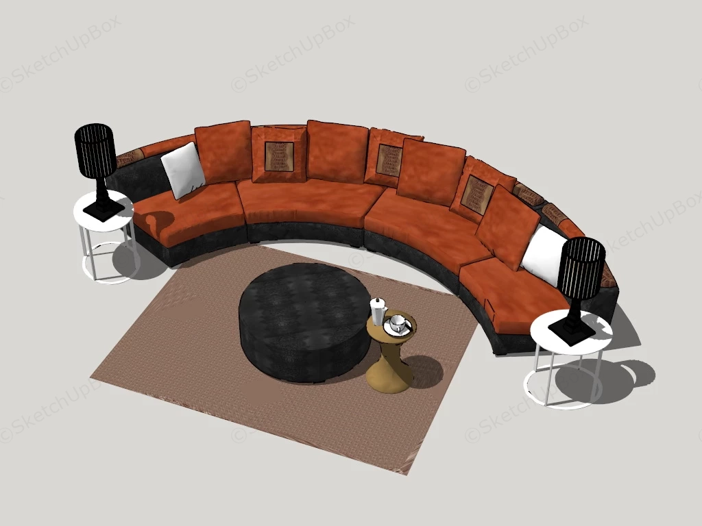 Curved Sectional Sofa sketchup model preview - SketchupBox