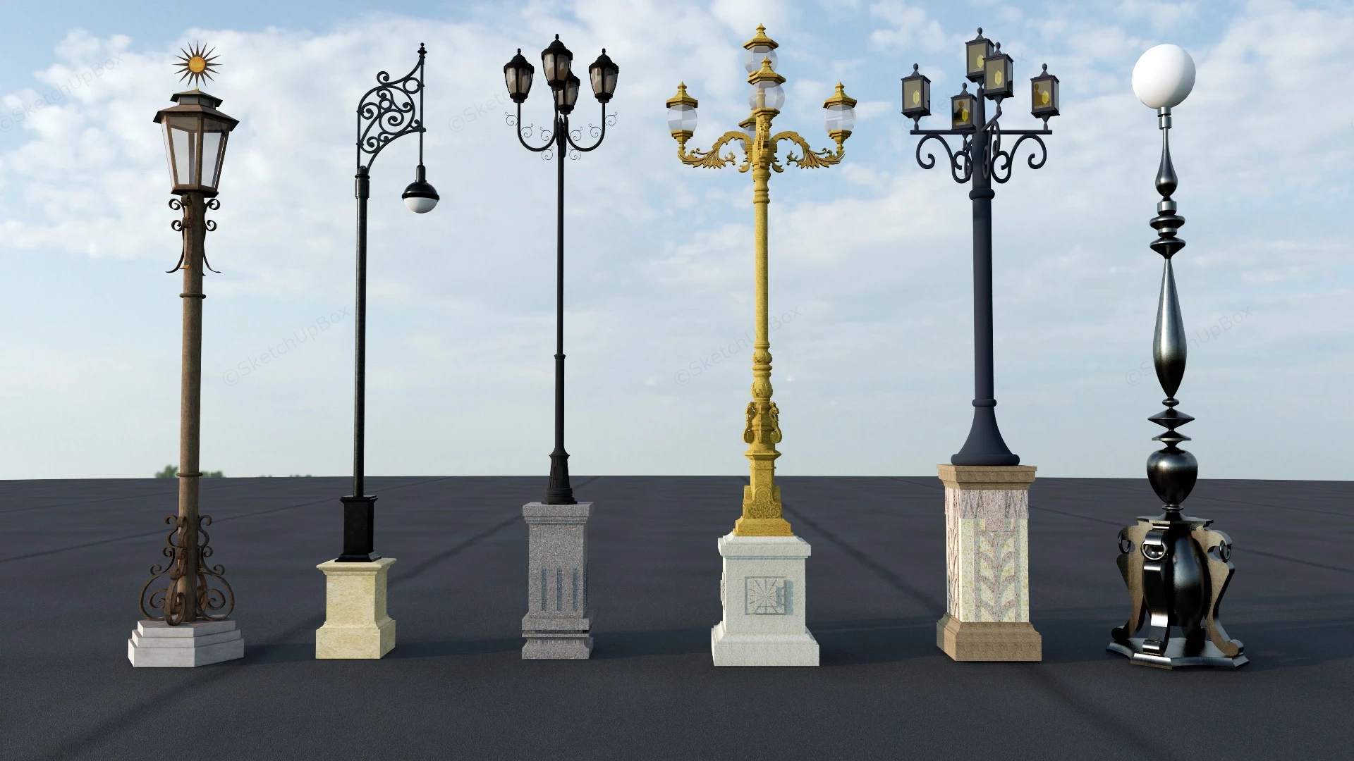 Decorative Street Light Poles sketchup model preview - SketchupBox