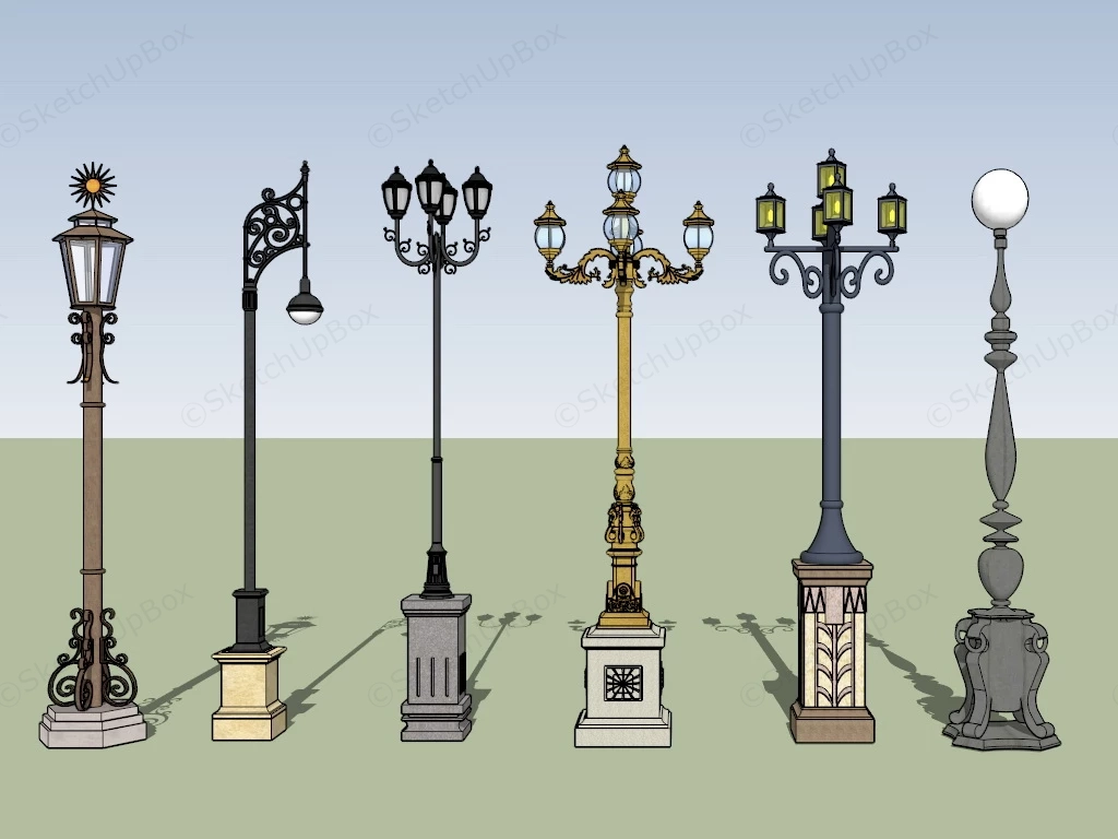 Decorative Street Light Poles sketchup model preview - SketchupBox