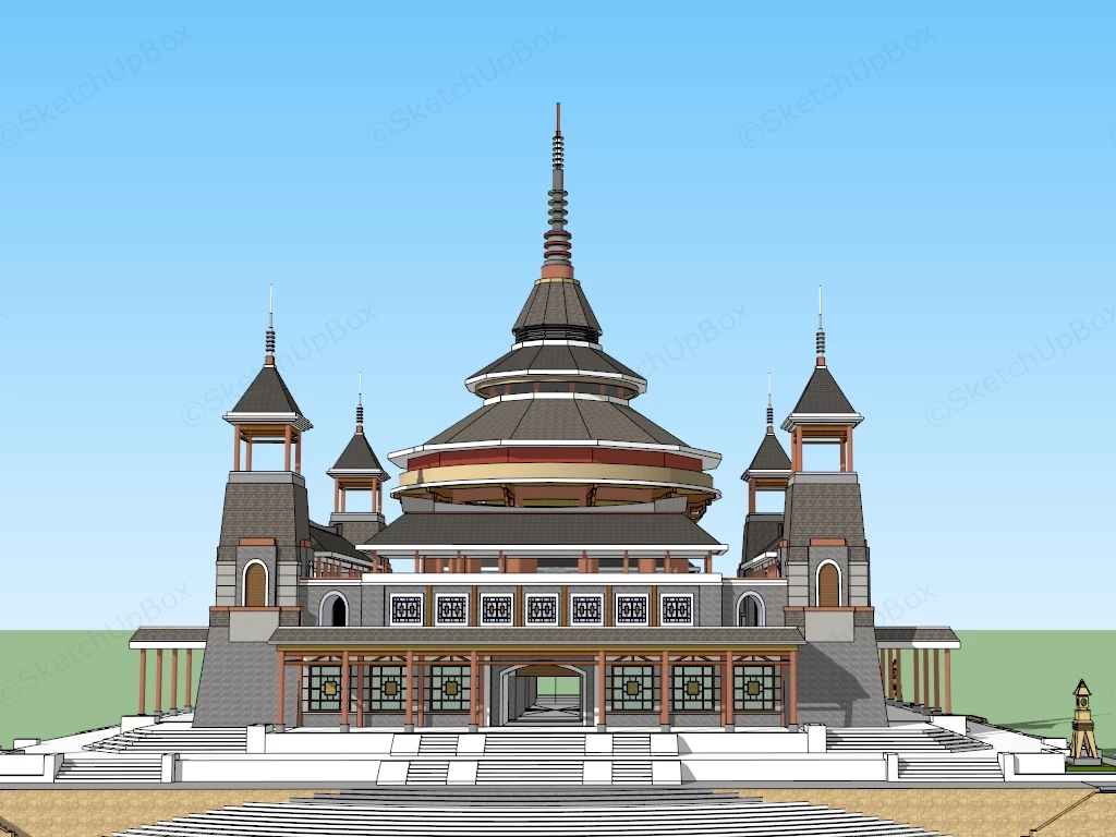 Thai Temple Architecture sketchup model preview - SketchupBox