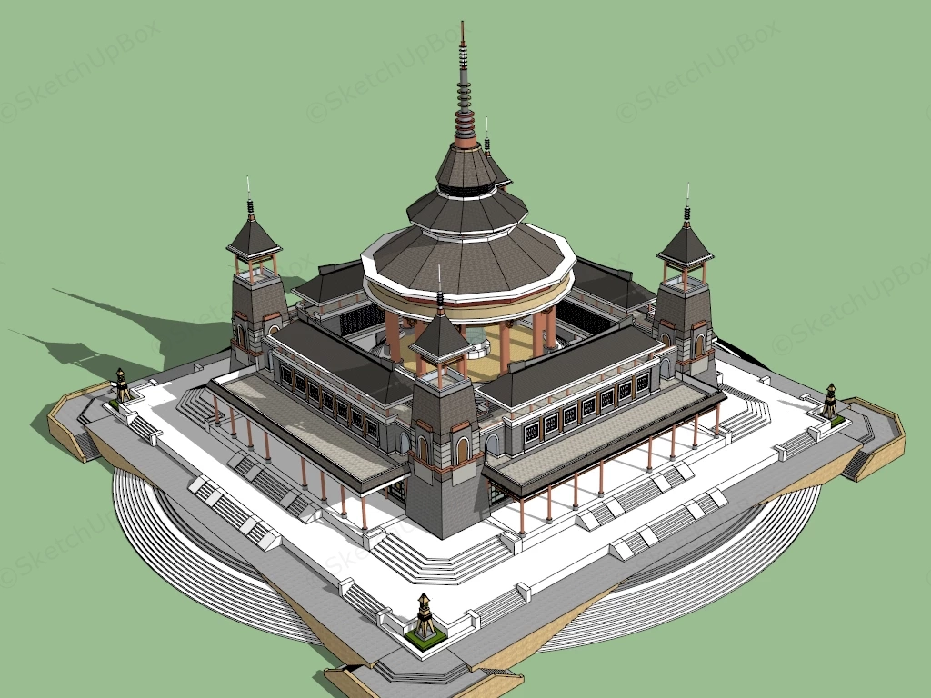 Thai Temple Architecture sketchup model preview - SketchupBox