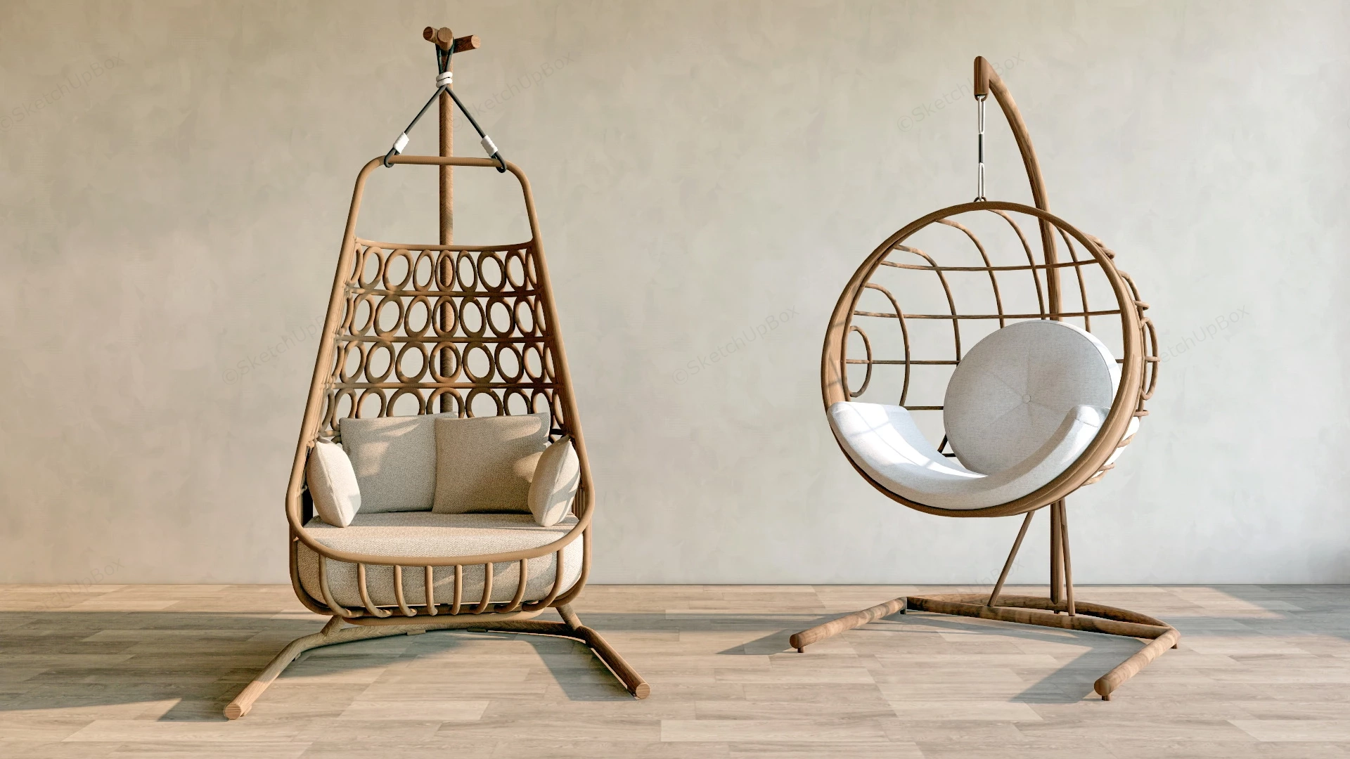 Indoor Hanging Swing Chairs sketchup model preview - SketchupBox