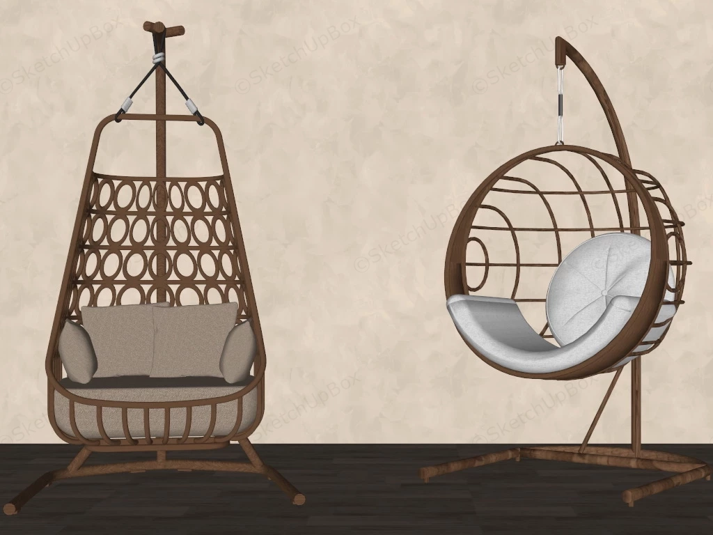 Indoor Hanging Swing Chairs sketchup model preview - SketchupBox