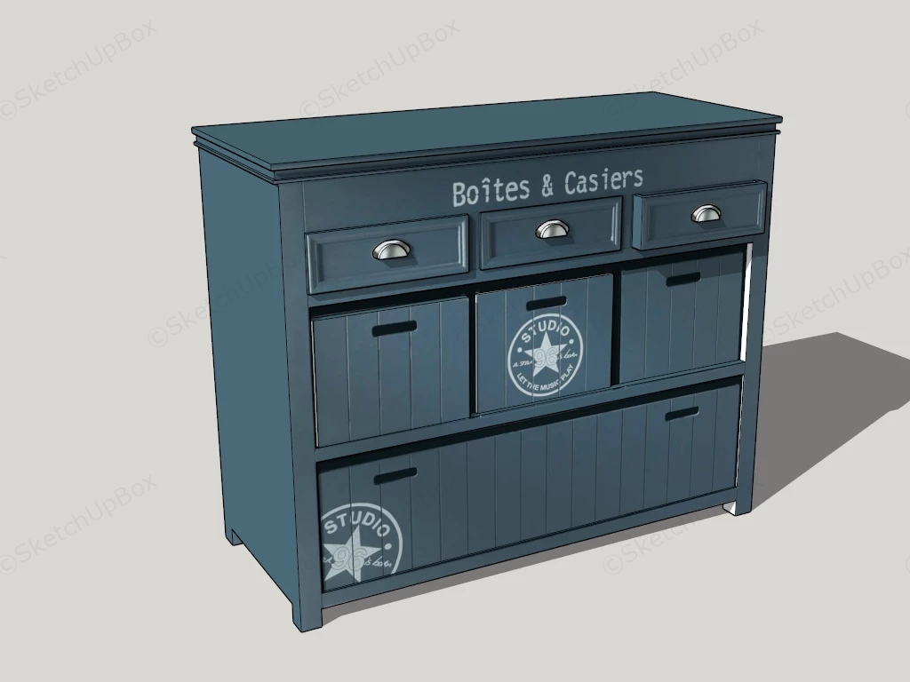 Vintage Blue Dresser sketchup model preview - SketchupBox