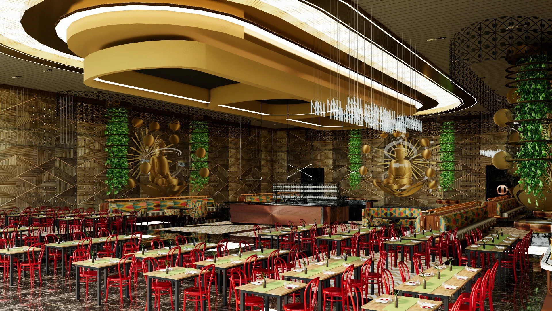Buddha Asian Restaurant sketchup model preview - SketchupBox