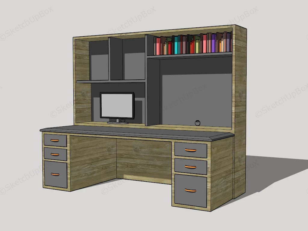 Built In Bookcases With Desk sketchup model preview - SketchupBox