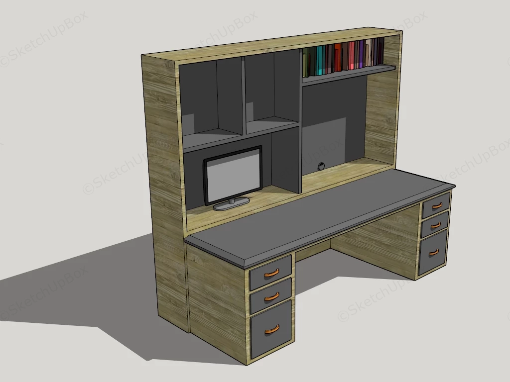 Built In Bookcases With Desk sketchup model preview - SketchupBox