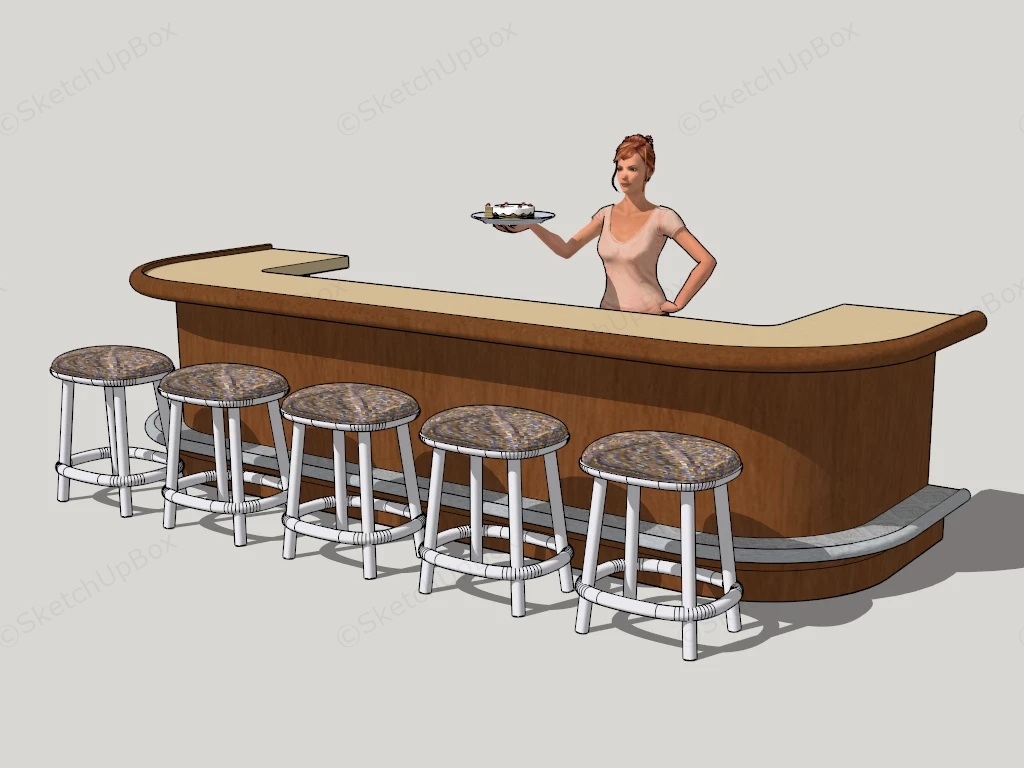 Commercial Bar Counter sketchup model preview - SketchupBox