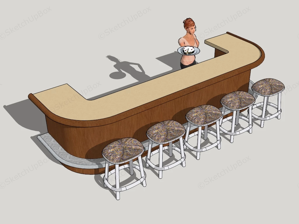 Commercial Bar Counter sketchup model preview - SketchupBox