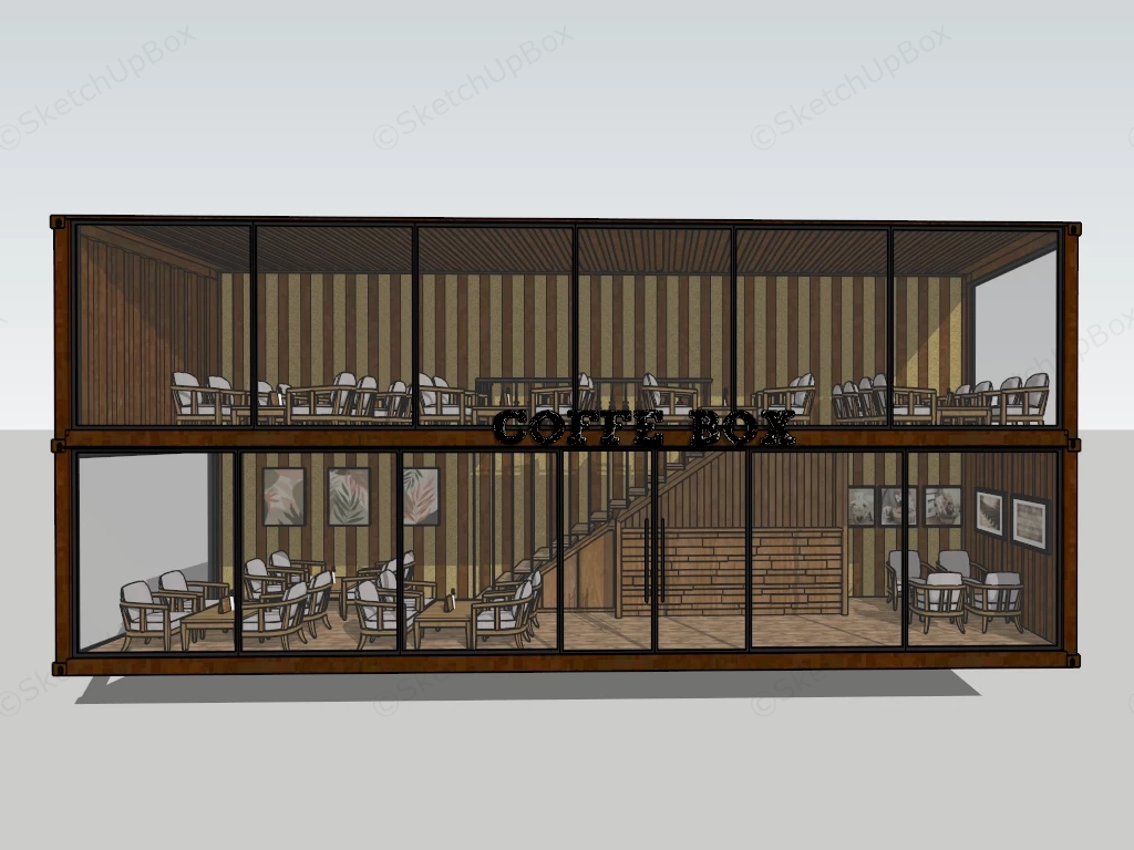 Container Coffee Shop Design sketchup model preview - SketchupBox