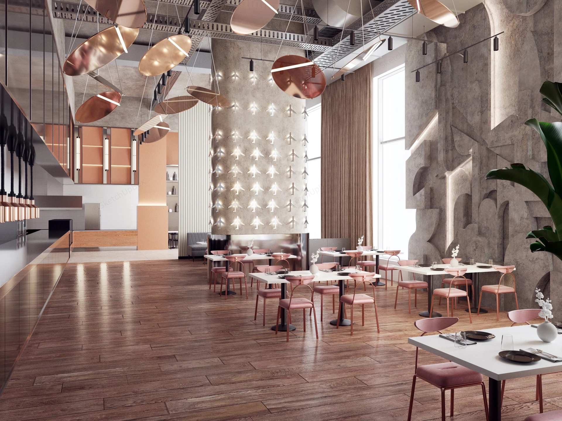 Modern Restaurant Design Concept sketchup model preview - SketchupBox