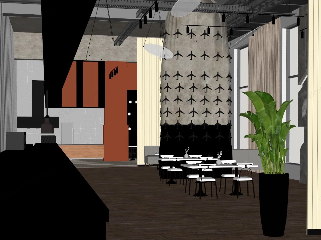 Modern Restaurant Design Concept sketchup model preview - SketchupBox