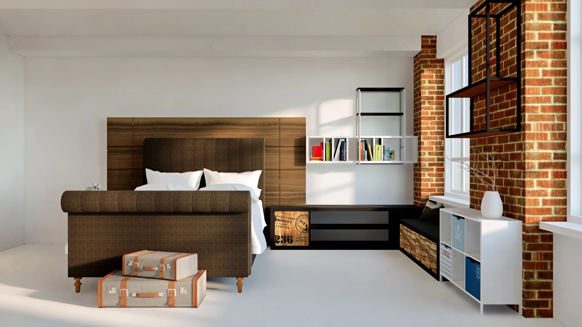 Vintage Country Bedroom sketchup model preview - SketchupBox