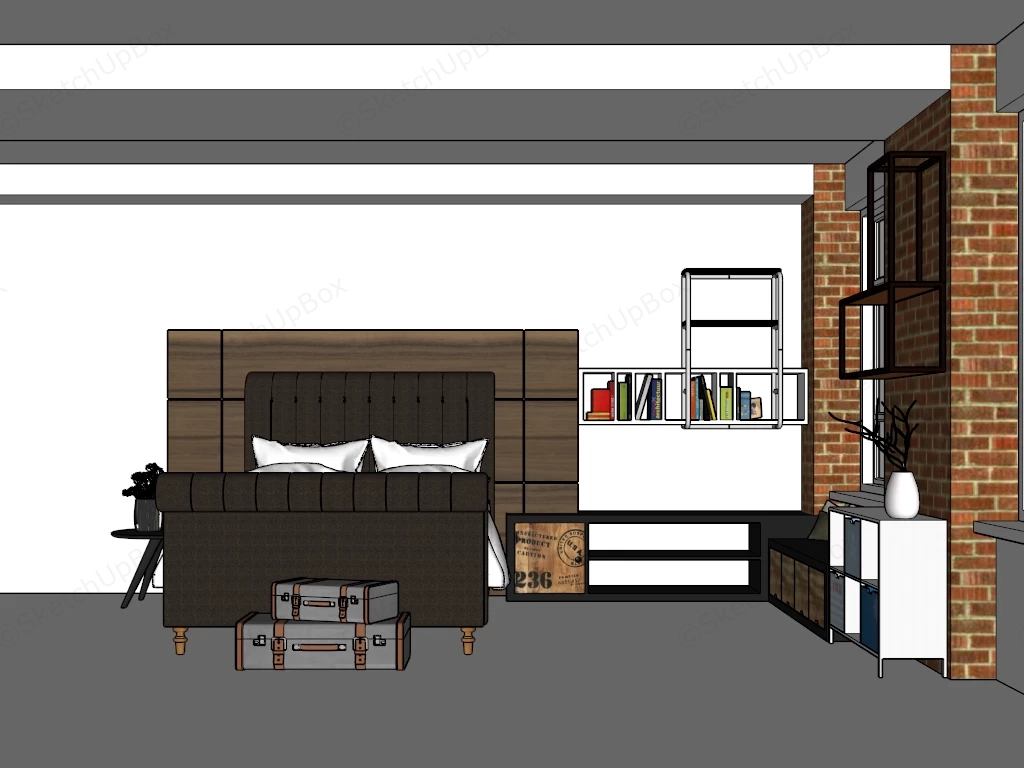 Vintage Country Bedroom sketchup model preview - SketchupBox