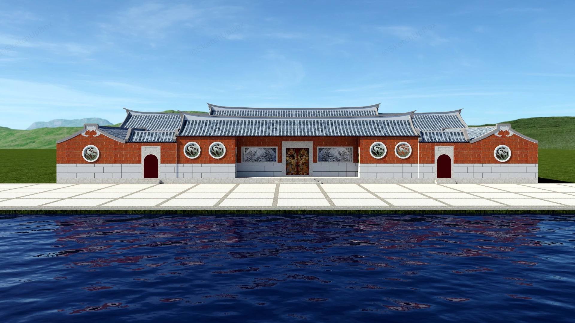 Chinese Temple Architecture sketchup model preview - SketchupBox