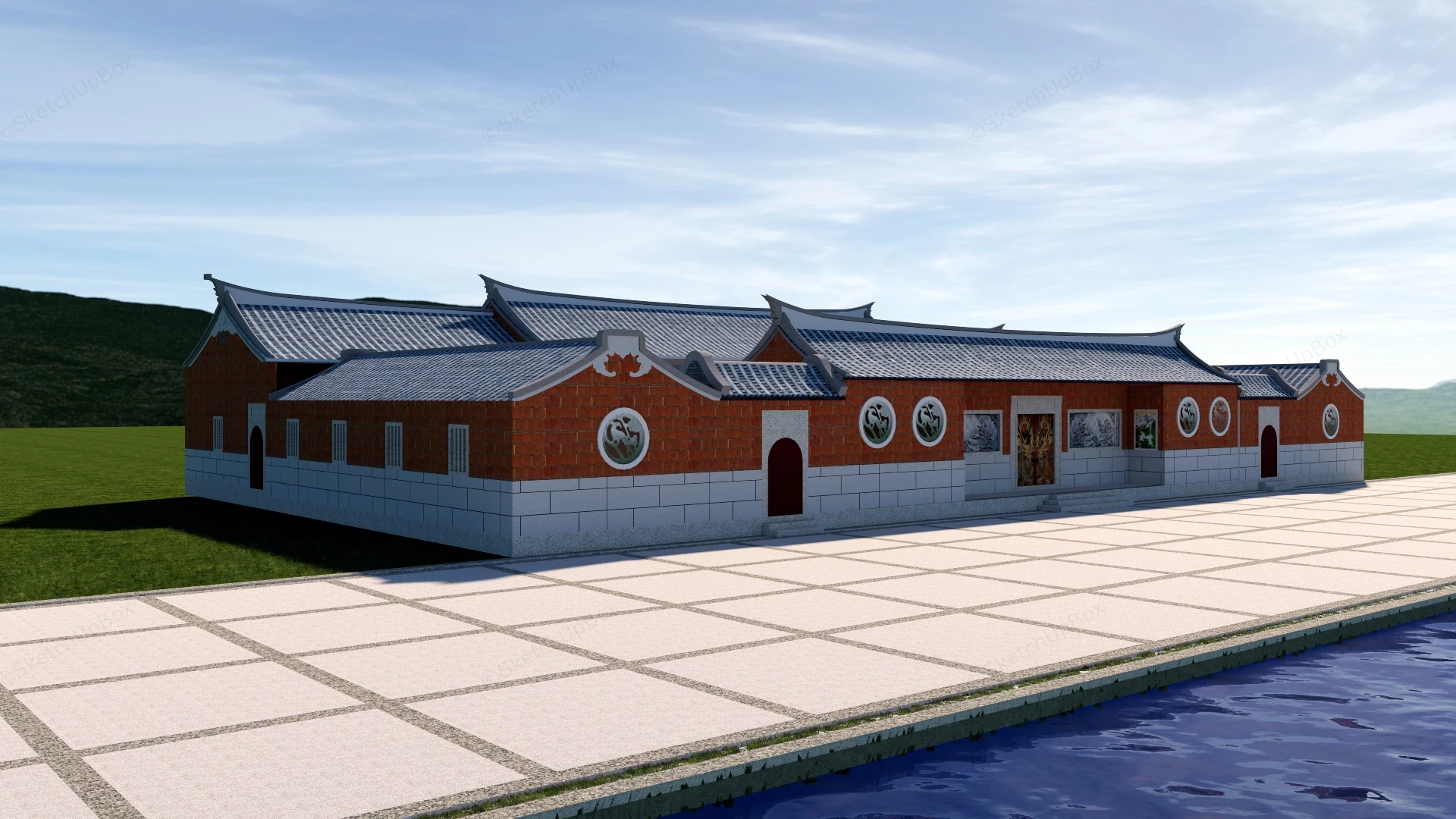 Chinese Temple Architecture sketchup model preview - SketchupBox