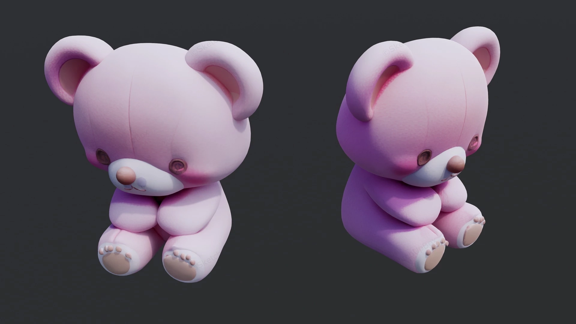 Pink Teddy Bear Toy sketchup model preview - SketchupBox