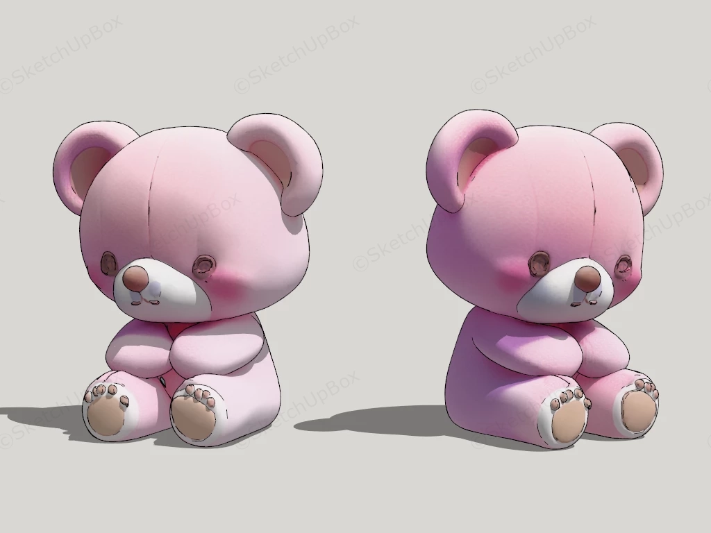 Pink Teddy Bear Toy sketchup model preview - SketchupBox