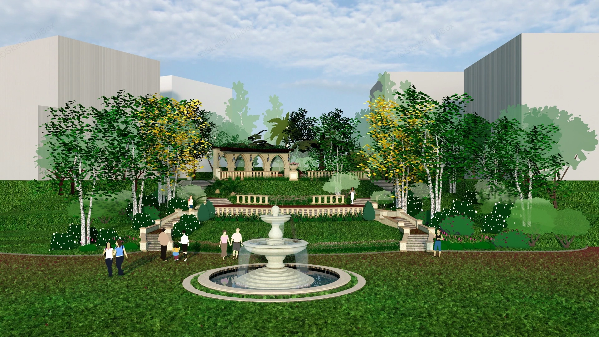 Terrace Garden Design sketchup model preview - SketchupBox