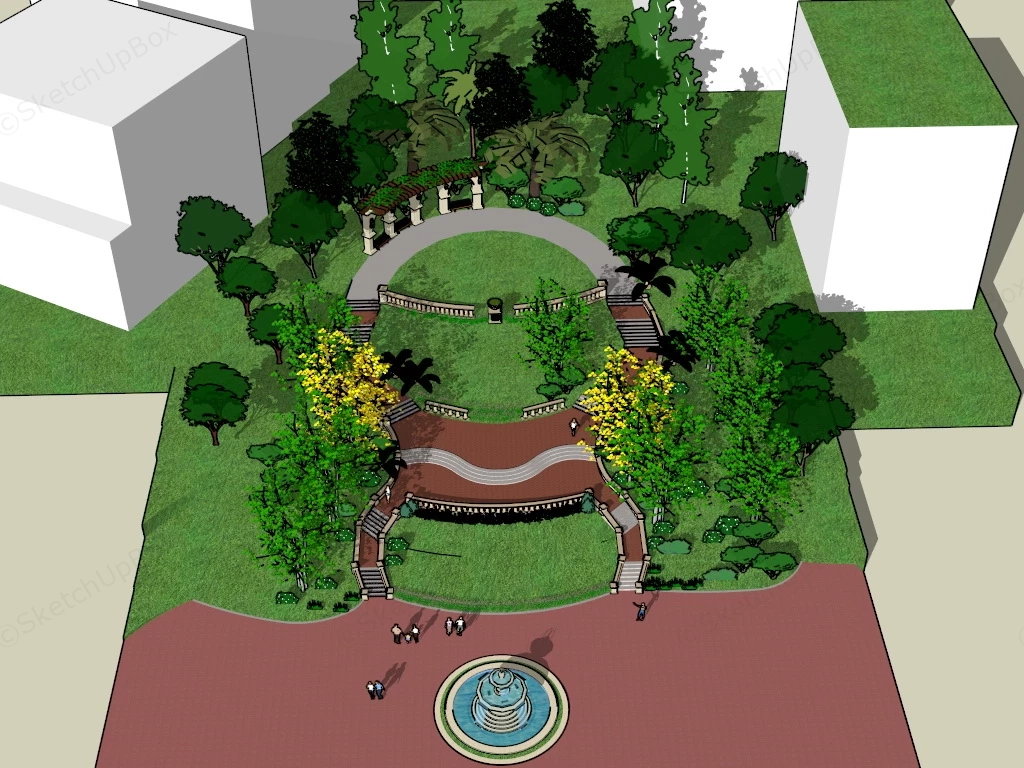 Terrace Garden Design sketchup model preview - SketchupBox