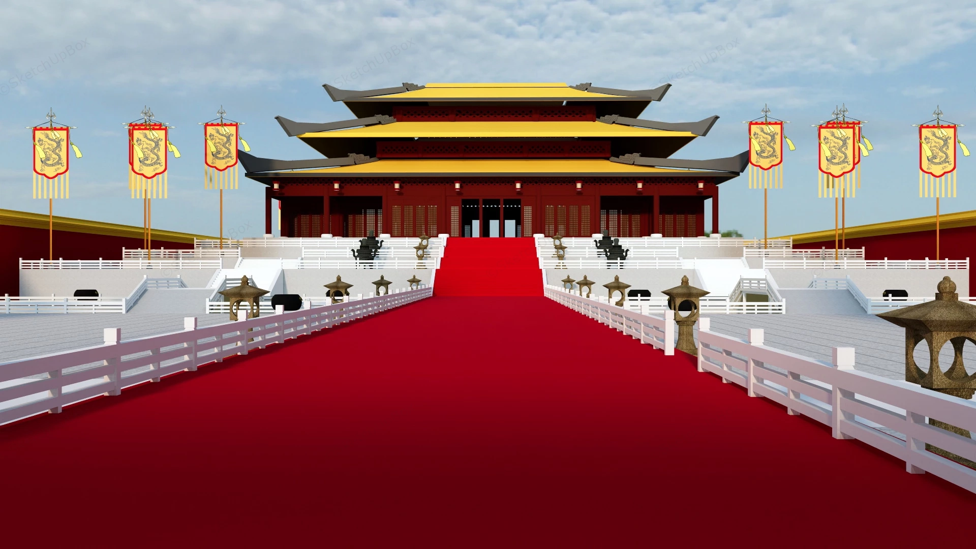 Chinese Emperor Palace sketchup model preview - SketchupBox