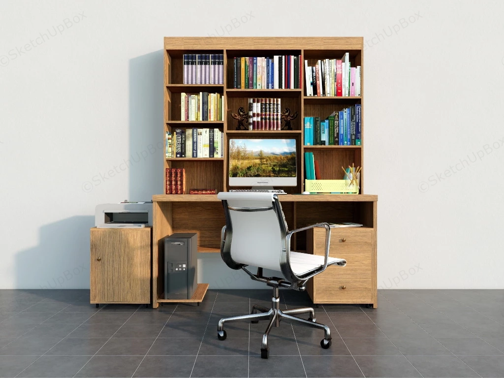 Built In Bookshelves With Desk sketchup model preview - SketchupBox
