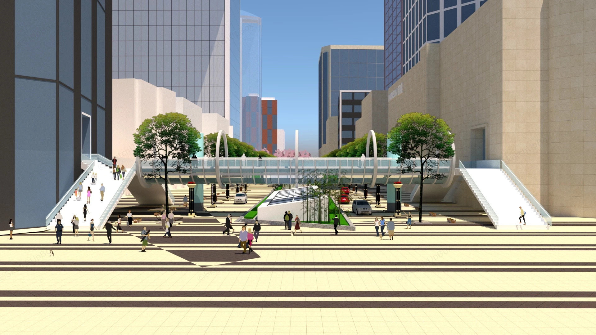 Pedestrian Overpass sketchup model preview - SketchupBox