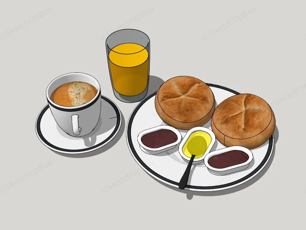 Coffee And Bread sketchup model preview - SketchupBox