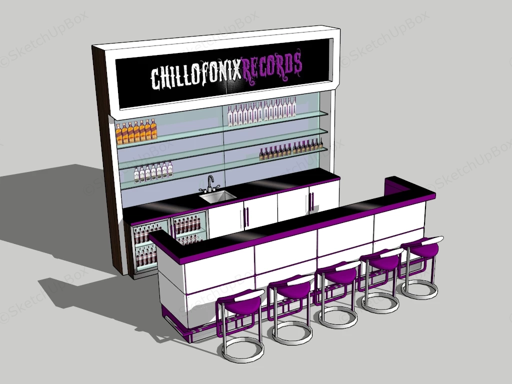 Bar Counter Design sketchup model preview - SketchupBox