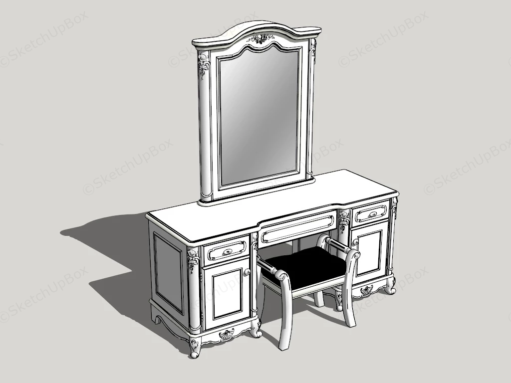 Antique French Makeup Vanity sketchup model preview - SketchupBox