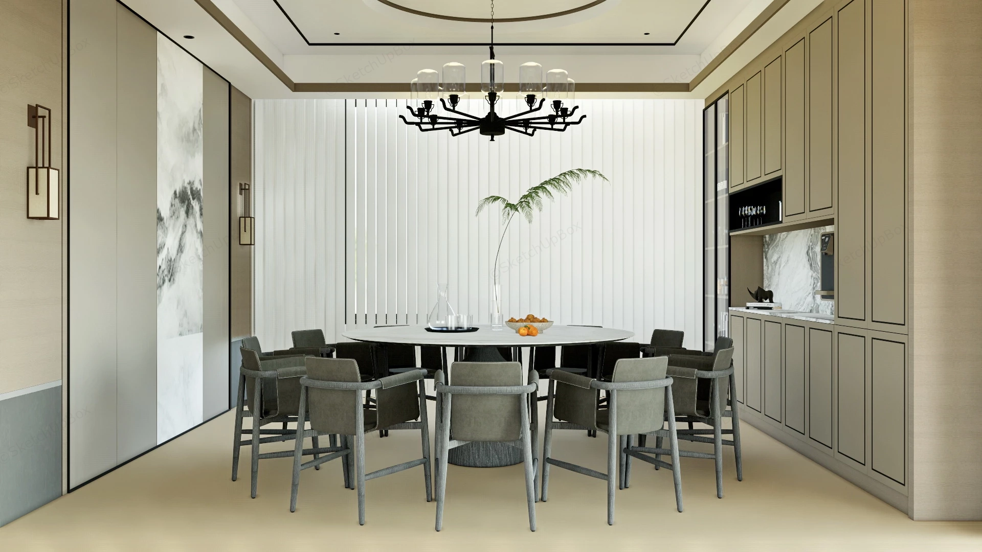Formal Dining Room Idea sketchup model preview - SketchupBox