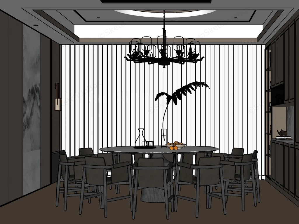 Formal Dining Room Idea sketchup model preview - SketchupBox