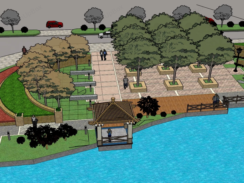Under Bridge Landscape Design sketchup model preview - SketchupBox