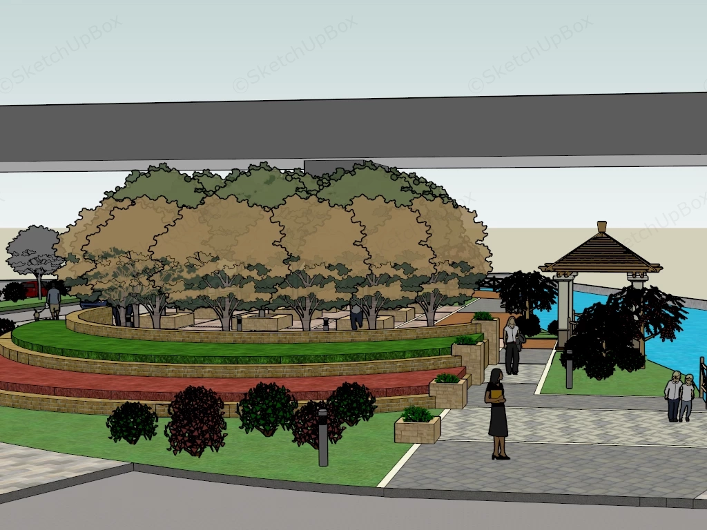 Under Bridge Landscape Design sketchup model preview - SketchupBox