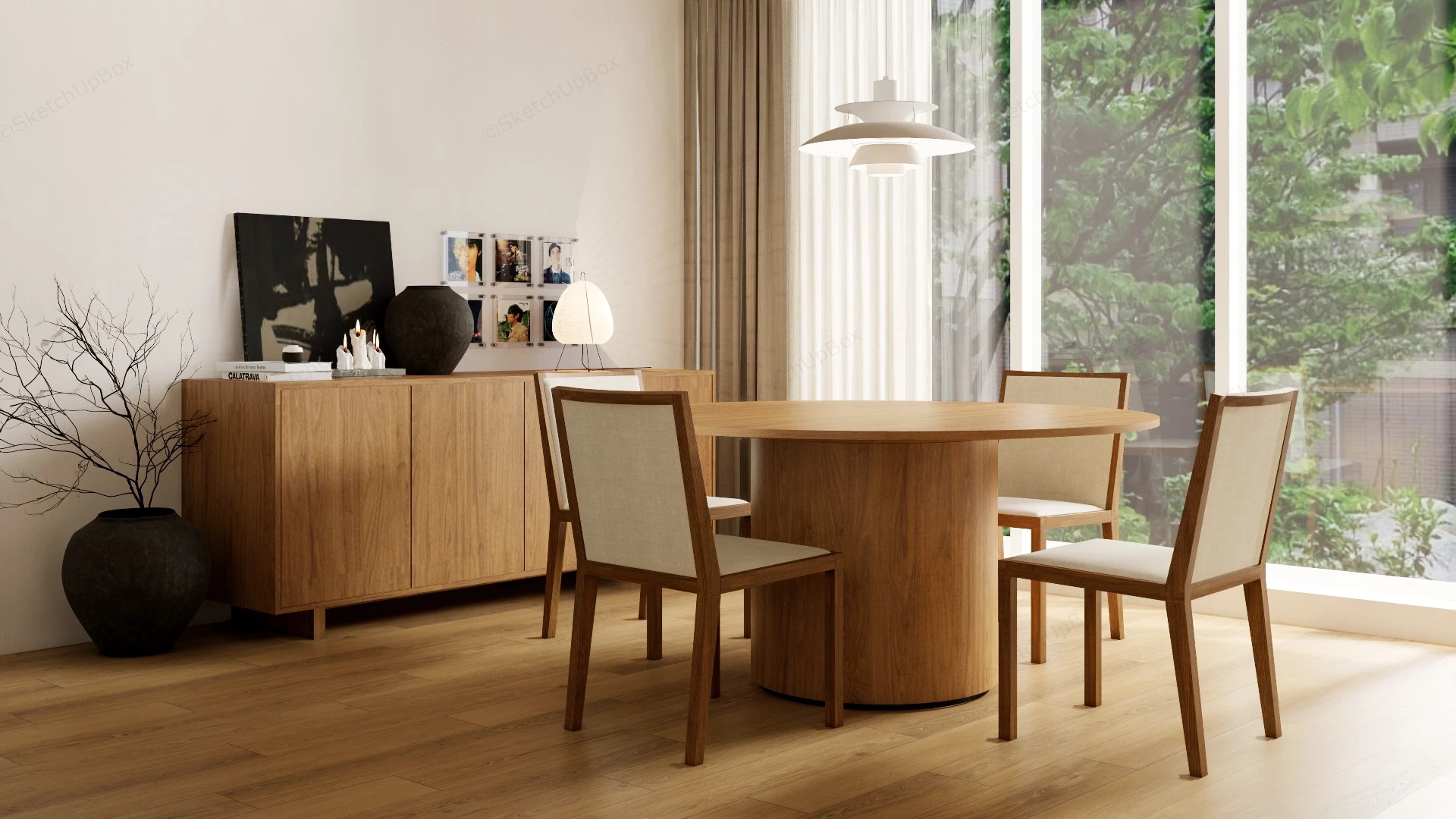 Natural Dining Room sketchup model preview - SketchupBox