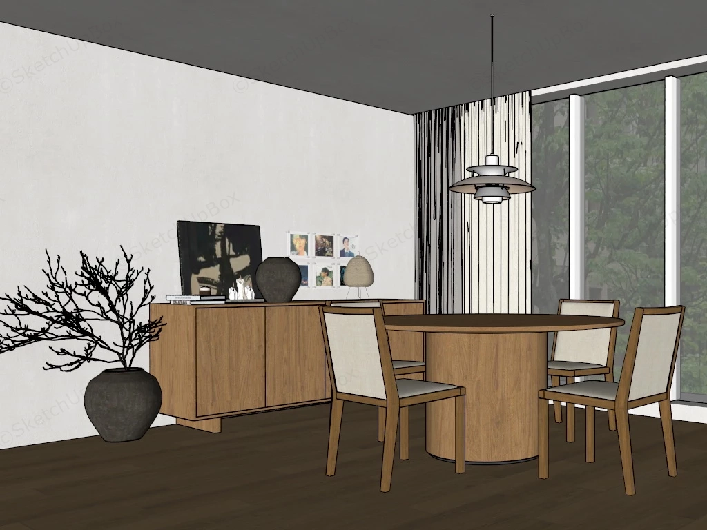 Natural Dining Room sketchup model preview - SketchupBox