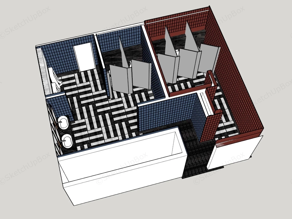 Modern Public Toilet Design sketchup model preview - SketchupBox