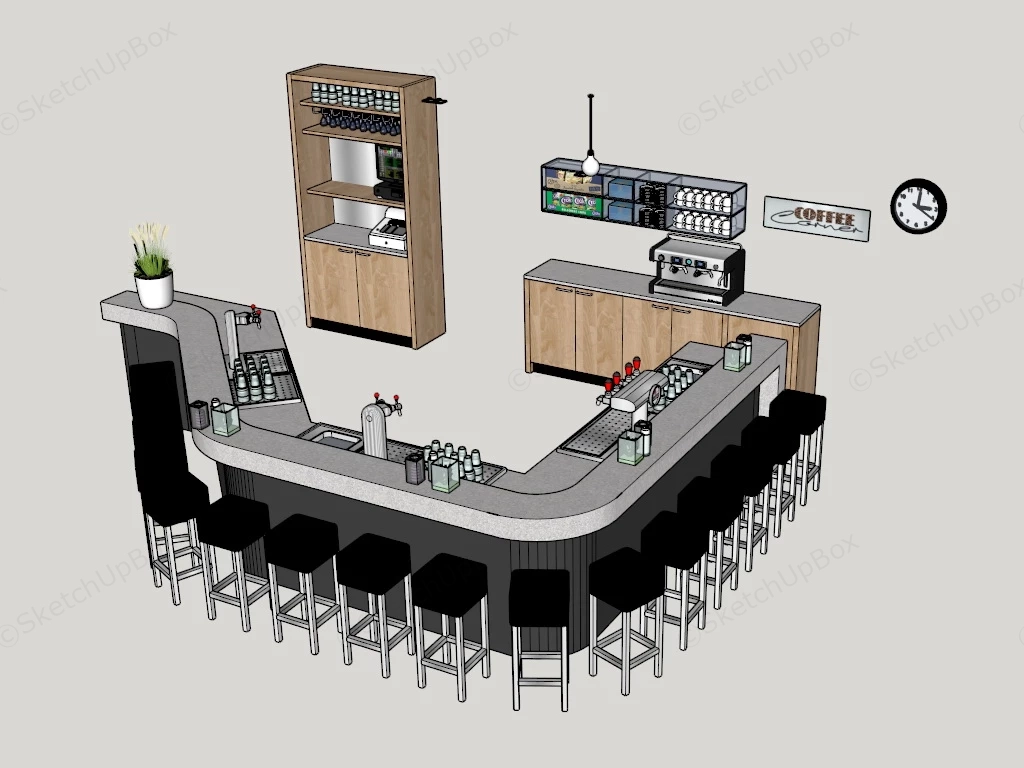 Coffee Bar Counter Design sketchup model preview - SketchupBox