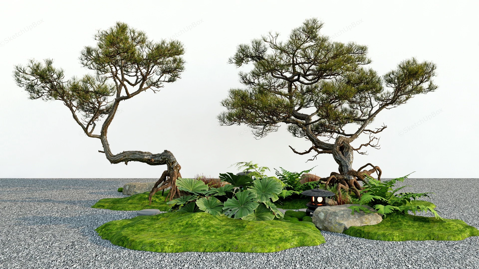 Zen Garden Trees sketchup model preview - SketchupBox