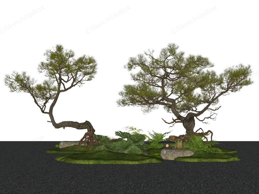 Zen Garden Trees sketchup model preview - SketchupBox