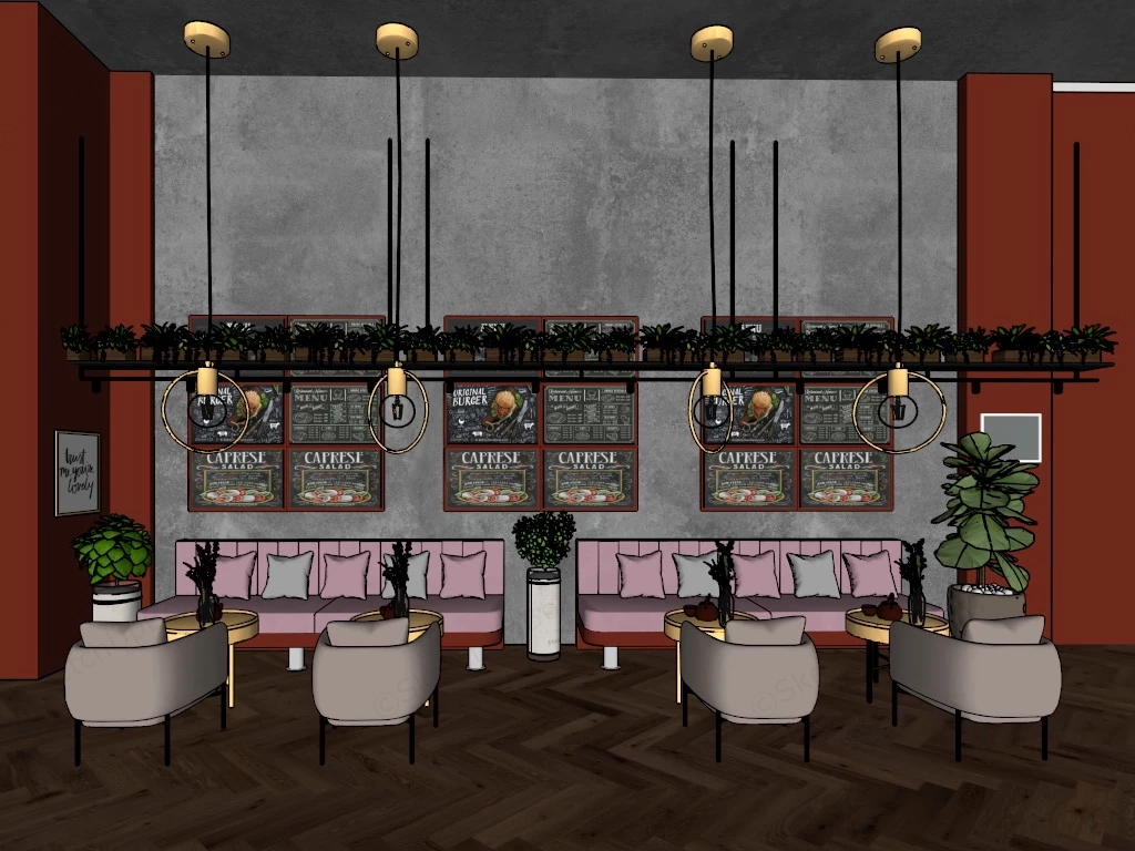 Coffee Shop Furniture sketchup model preview - SketchupBox