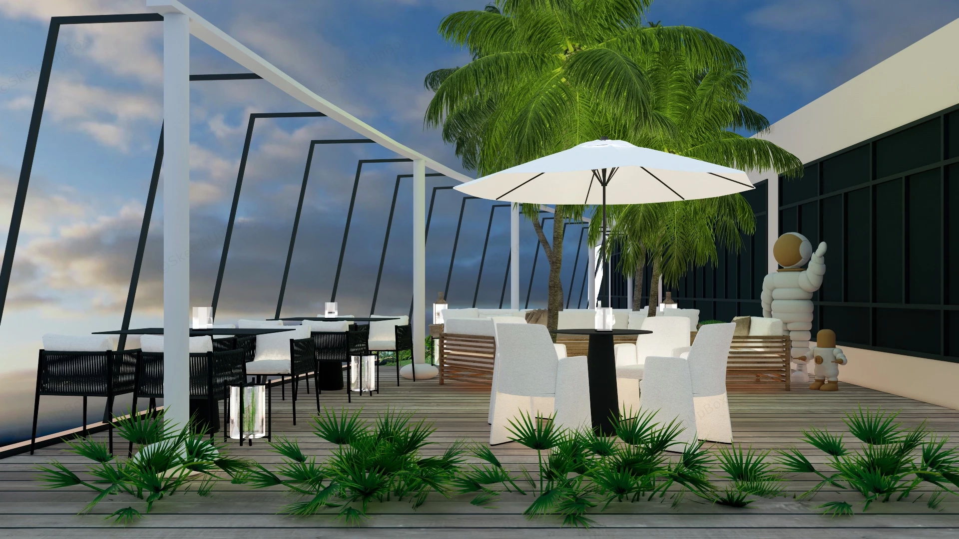Outdoor Coffee Shop Design sketchup model preview - SketchupBox