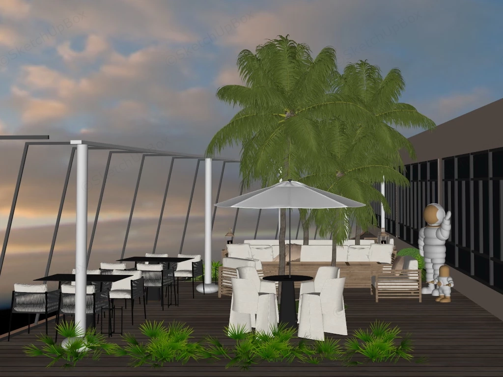 Outdoor Coffee Shop Design sketchup model preview - SketchupBox