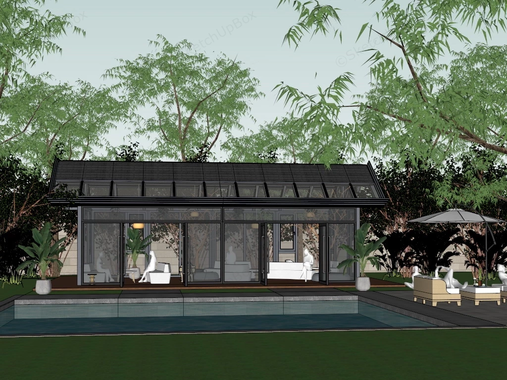 Backyard Greenhouse With Pool sketchup model preview - SketchupBox
