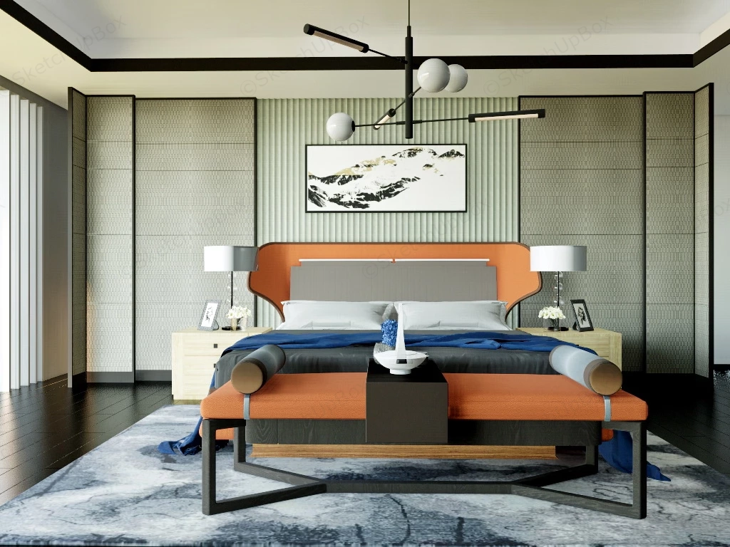 Elegant Bedroom Decor sketchup model preview - SketchupBox