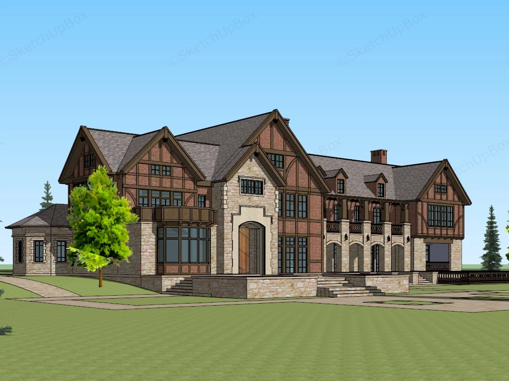 Country Mansion Exterior sketchup model preview - SketchupBox