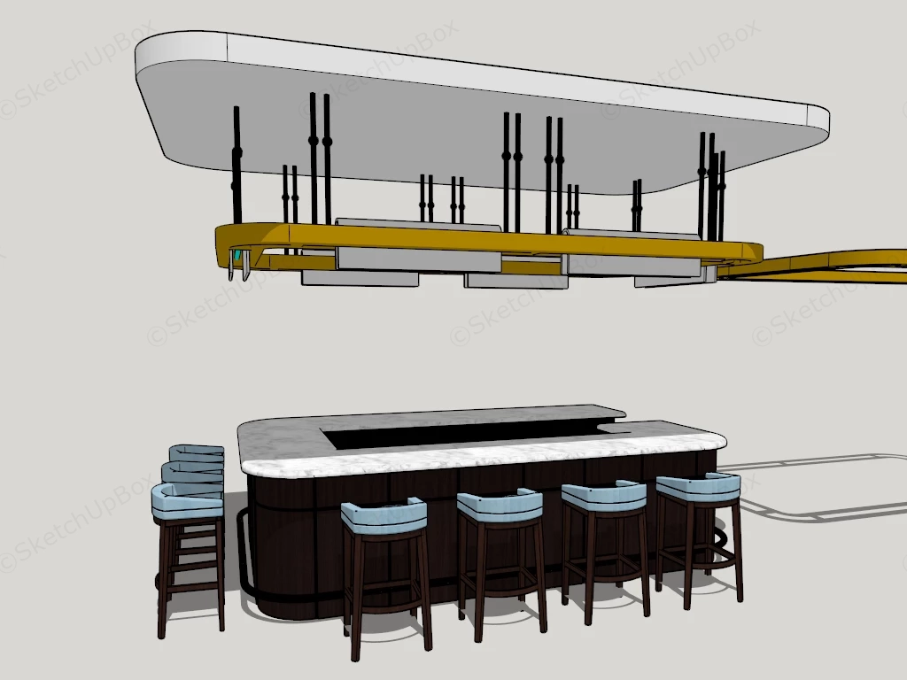 U Shaped Bar Design sketchup model preview - SketchupBox