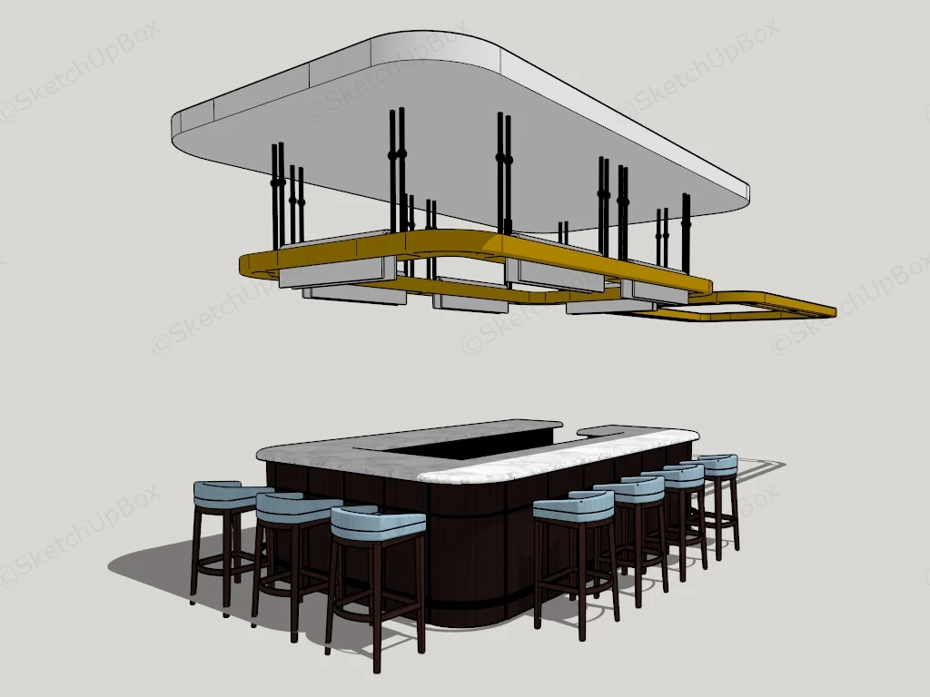 U Shaped Bar Design sketchup model preview - SketchupBox