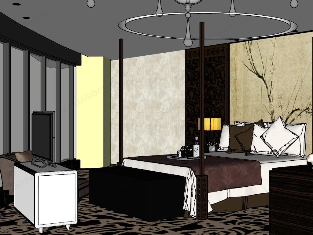 Retro Bedroom Decor sketchup model preview - SketchupBox